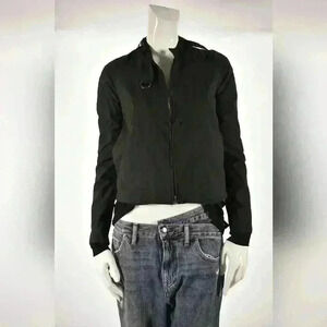 RUNWAY HELMUT LANG FW2000 Black Cotton Poplin Moto Tech Jacket Bomber XSMALL USA